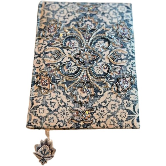 Handmade in India Beaded Journal Hardcover 240 Lined Pages Embroidered Bookmark - Picture 1 of 6